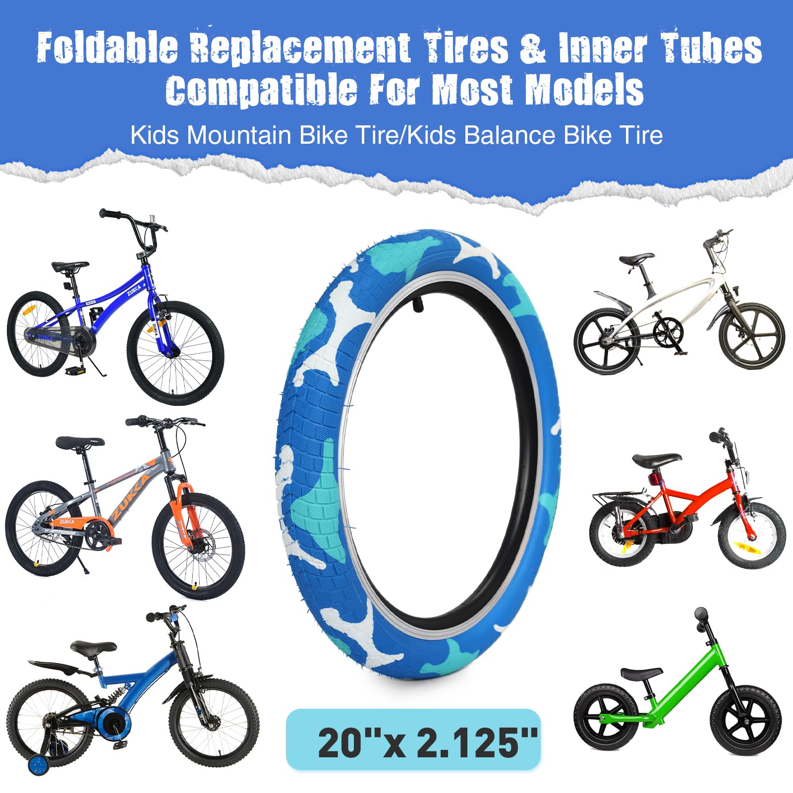 Amazon.com : ZUKKA 20 x 2.125 Bike Tire 2 Pack 20 Inch Bike Tire